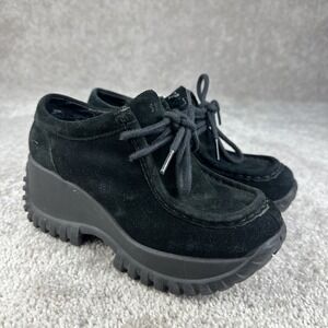 Skechers Somethin' Else Shoes Women 6.5 Black Suede Platform Lug Sole Chunky VTG